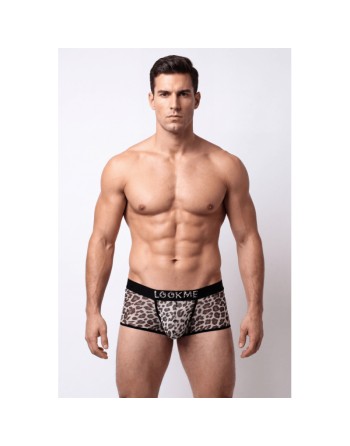 Boxer en résille imprimé léopard gris