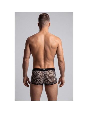 Boxer en résille imprimé léopard gris