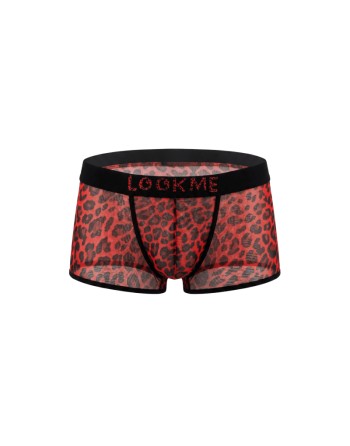 Boxer en résille imprimé léopard rouge