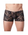 Boxer noir en fine dentelle avec légère transparence