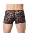 Boxer noir en fine dentelle avec légère transparence