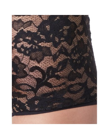 Boxer noir en fine dentelle avec légère transparence