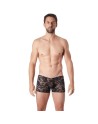 Boxer noir en fine dentelle avec légère transparence