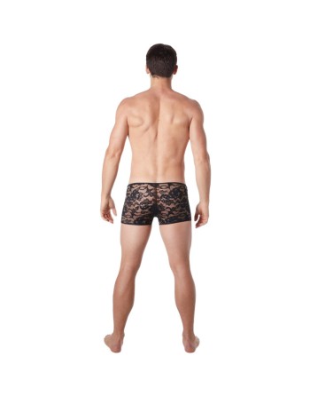 Boxer noir en fine dentelle avec légère transparence