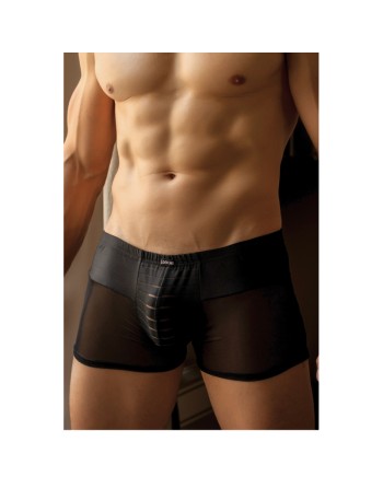 Boxer noir rayé opaque et transparent 