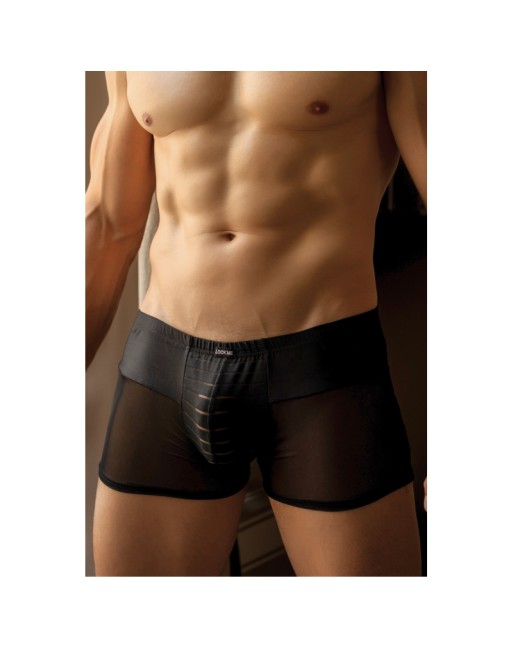 Boxer noir rayé opaque et transparent 