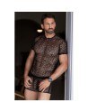 T-shirt noir sexy filet irrégulier fétichiste 