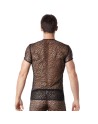 T-shirt noir sexy filet irrégulier fétichiste 