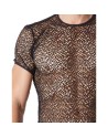 T-shirt noir sexy filet irrégulier fétichiste 