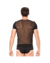 T-shirt noir rayé opaque et transparent 