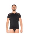 T-shirt noir rayé opaque et transparent 