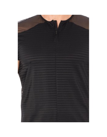 T-shirt noir rayé opaque et transparent 