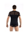 T-shirt noir résille brodée Shinny 