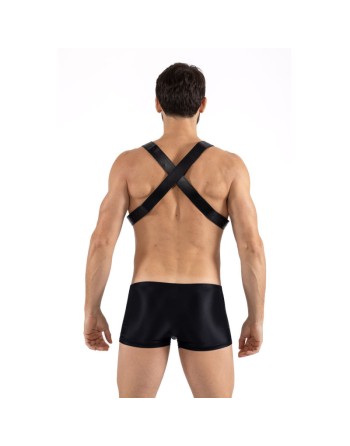 Harnais homme simili cuir avec sangles croisées dans le dos 