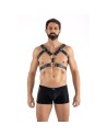 Harnais homme simili cuir avec sangles reliées par de larges anneaux 