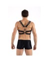 Harnais homme simili cuir avec sangles reliées par de larges anneaux 