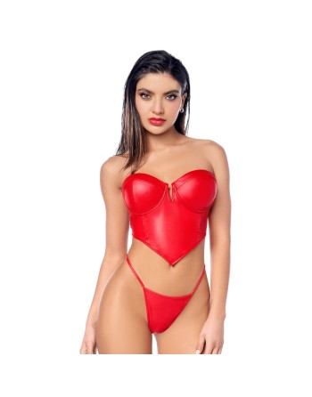 Ensemble 2 pièces en similicuir rouge lisse 