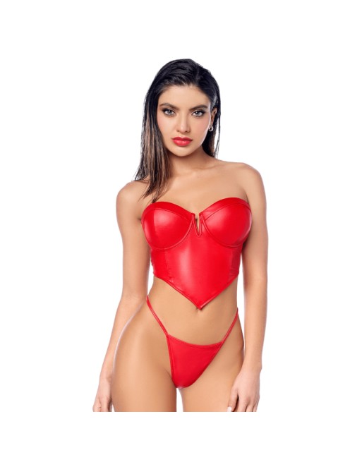 Ensemble 2 pièces en similicuir rouge lisse 