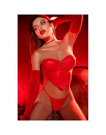Ensemble 2 pièces en similicuir rouge lisse 