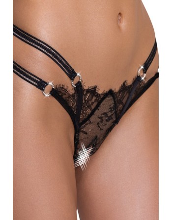 String ouvert Rio noir en dentelle - Cottelli LINGERIE
