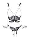Ensemble ouvert 3 pièces noires - Cotelli Bondage