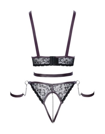 Ensemble ouvert 3 pièces noires - Cotelli Bondage
