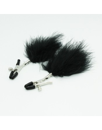 Pinces à seins avec plumes noires 