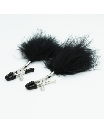 Pinces à seins avec plumes noires 