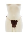 String en dentelle marron ouvert avec chaînes dorées