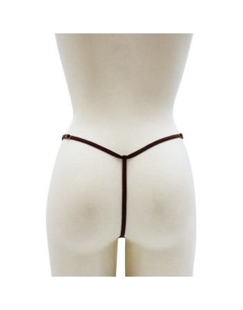 String en dentelle marron ouvert avec chaînes dorées