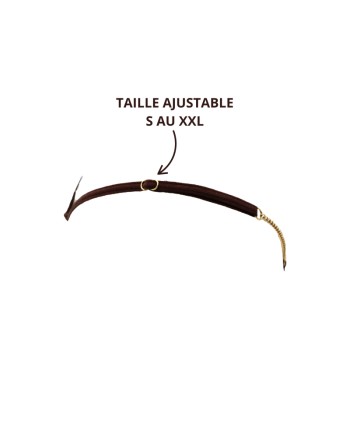 String en dentelle marron ouvert avec chaînes dorées