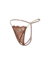 String en dentelle taupe ouvert avec chaînes dorées