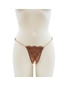 String en dentelle taupe ouvert avec chaînes dorées