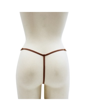String en dentelle taupe ouvert avec chaînes dorées