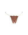 String en dentelle taupe ouvert avec chaînes dorées
