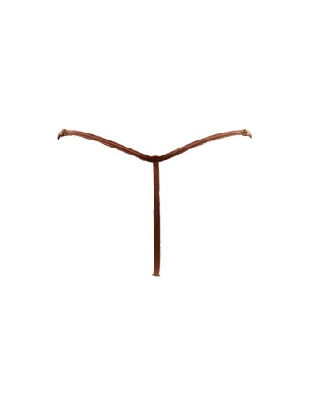 String en dentelle taupe ouvert avec chaînes dorées
