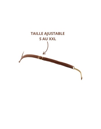 String en dentelle taupe ouvert avec chaînes dorées