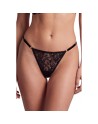 String noir en dentelle avec bijou cœur doré