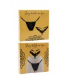 String noir en dentelle avec bijou cœur doré