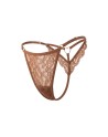 String taupe en dentelle avec bijou cœur doré