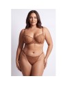 String taupe en dentelle avec bijou cœur doré