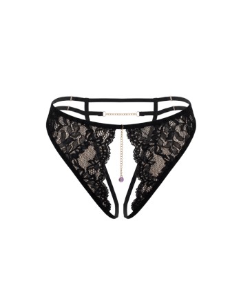 String noir avec bijou couleur aléatoire et chaîne dorée