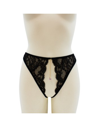 String noir avec bijou couleur aléatoire et chaîne dorée