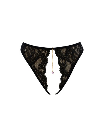 String noir avec bijou couleur aléatoire et chaîne dorée