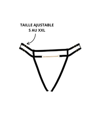 String noir avec bijou couleur aléatoire et chaîne dorée