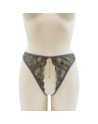 String gris avec bijou couleur aléatoire et chaîne dorée