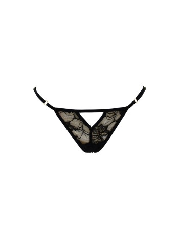 String noir avec bijou perle  strass dorés