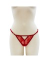 String rouge avec bijou perle  strass dorés