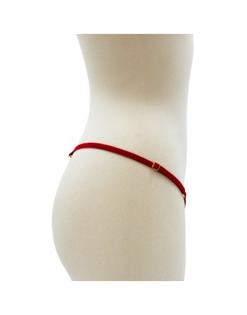 String rouge avec bijou perle  strass dorés