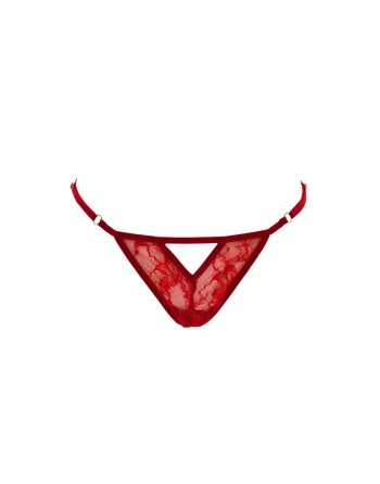 String rouge avec bijou perle  strass dorés